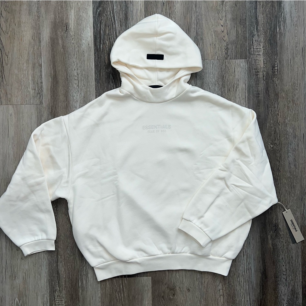 NWT Fear of God Essentials Core Hoodie in Cloud Dance